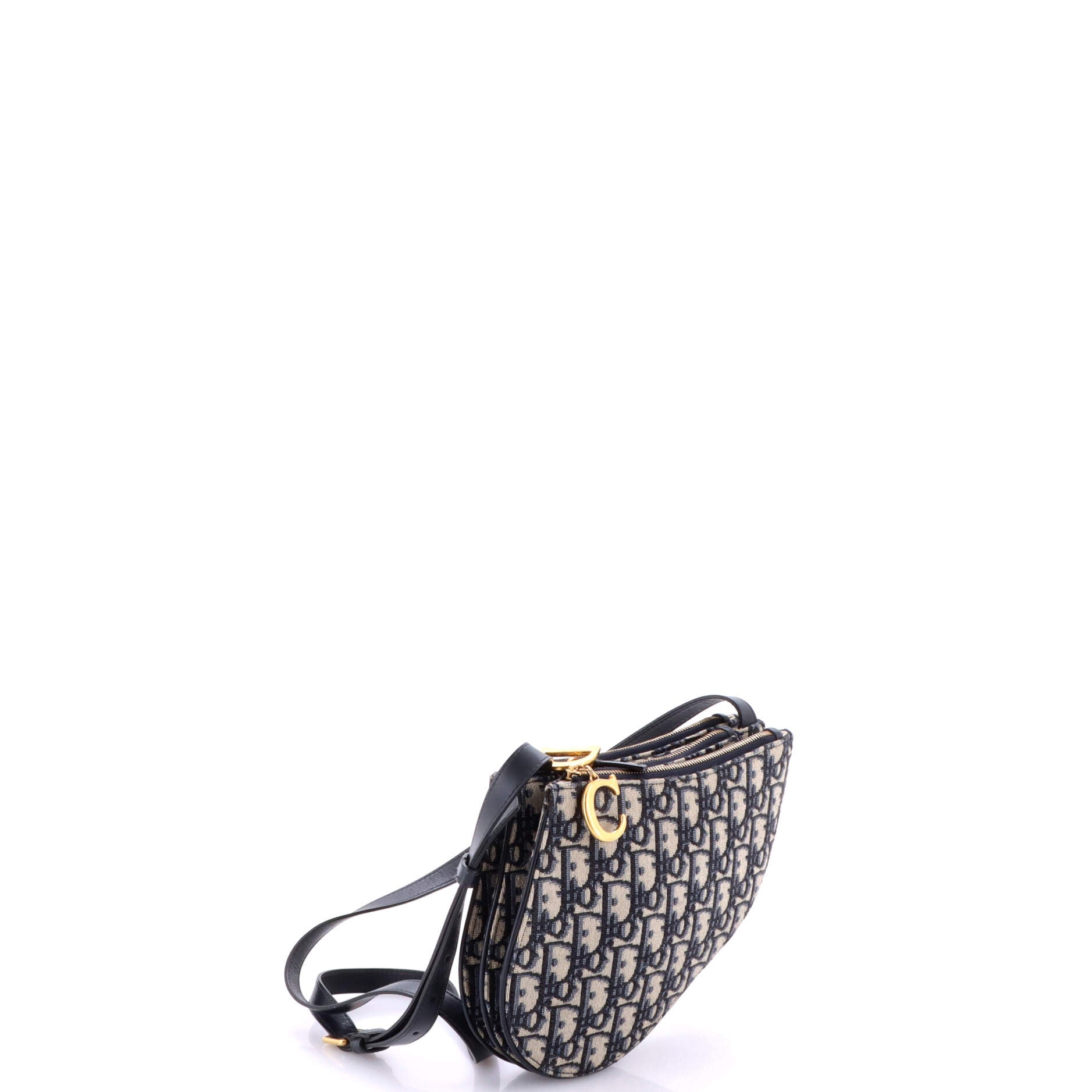 Saddle Triple Zip Crossbody Pouch Oblique Canvas