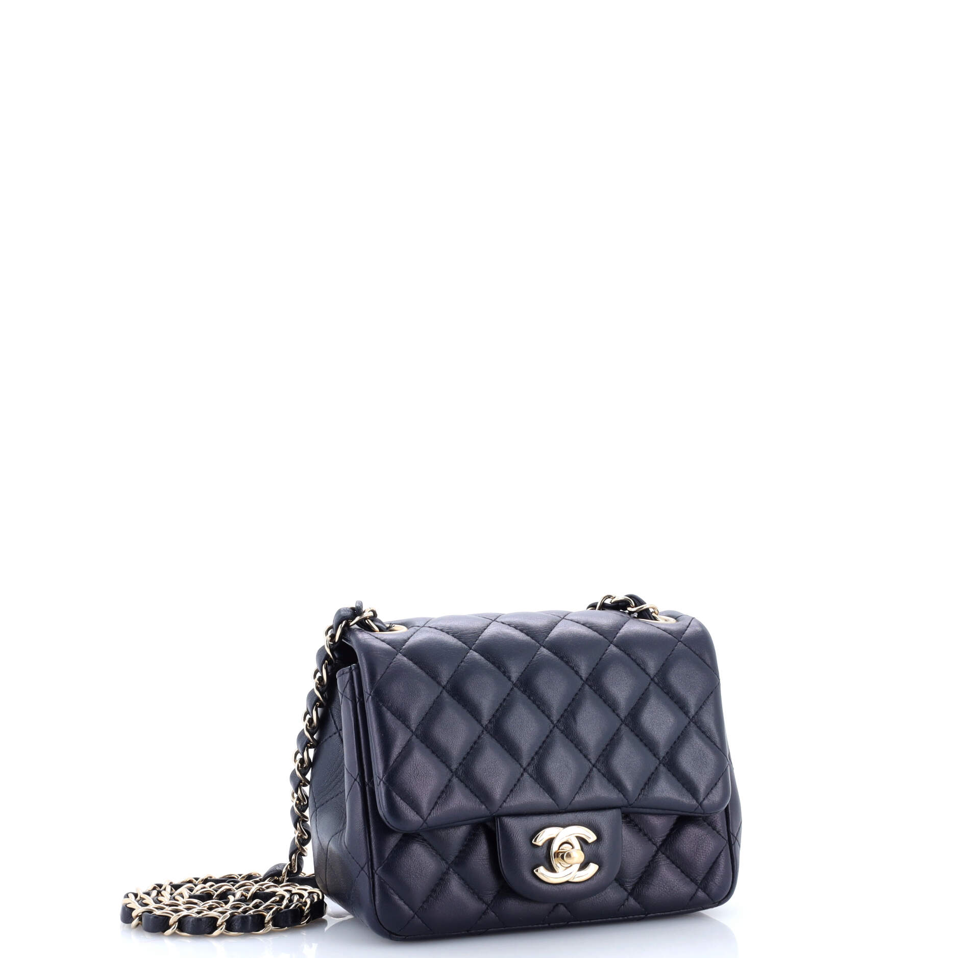Square Classic Single Flap Bag Quilted Lambskin Mini