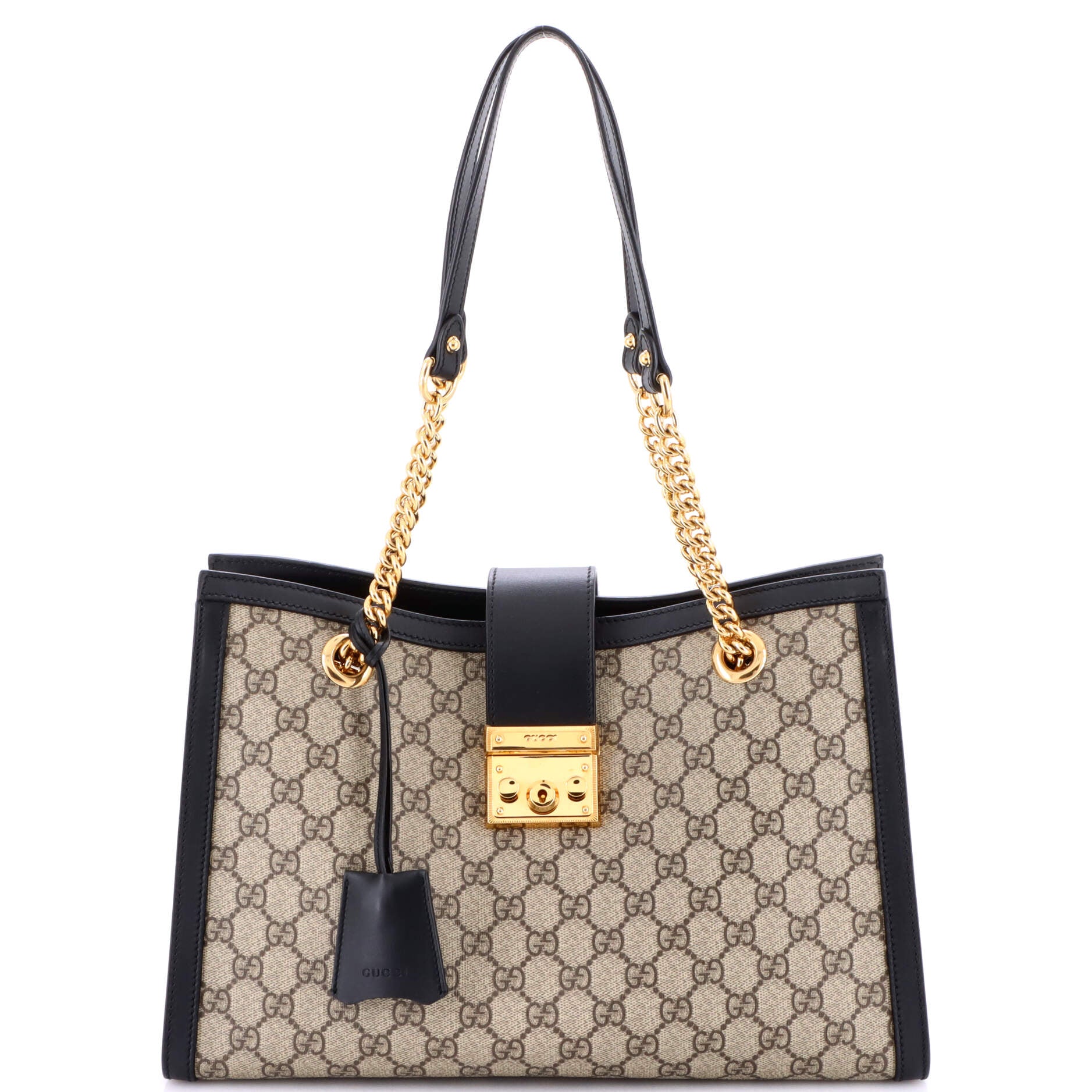 Padlock Chain Tote GG Coated Canvas with Leather Medium