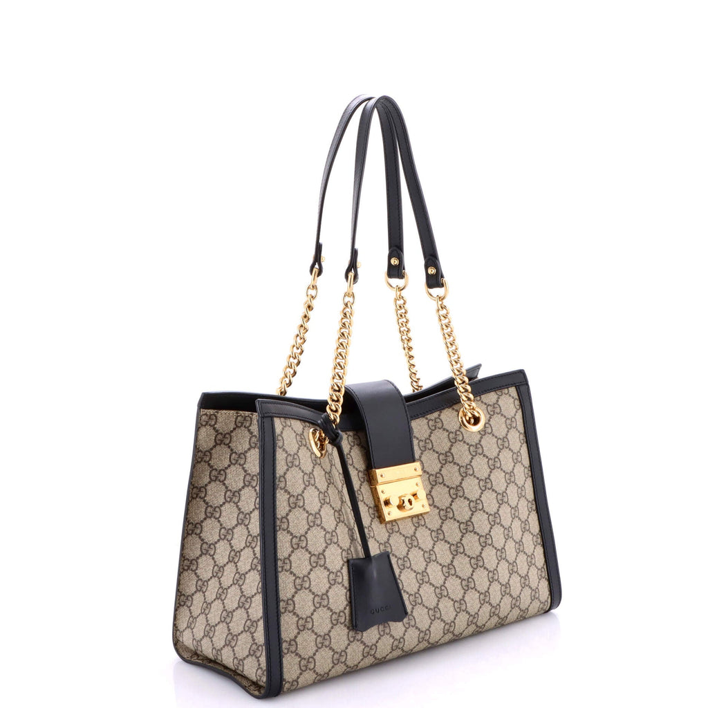 Padlock Chain Tote GG Coated Canvas with Leather Medium