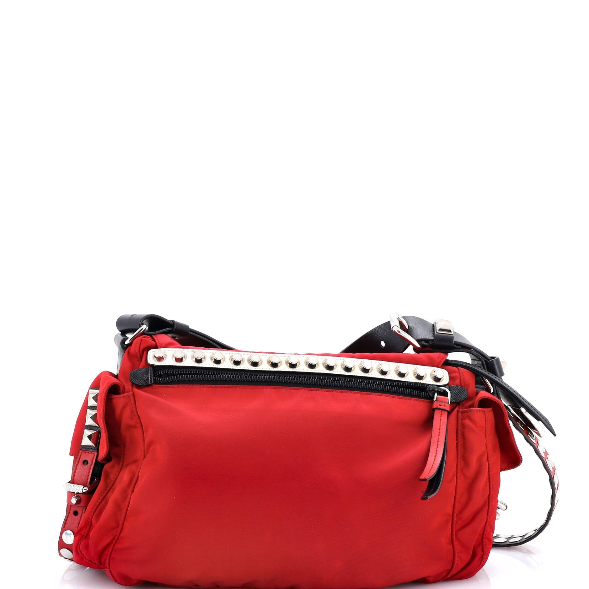 New Vela Flap Messenger Bag Tessuto with Studded Leather Medium