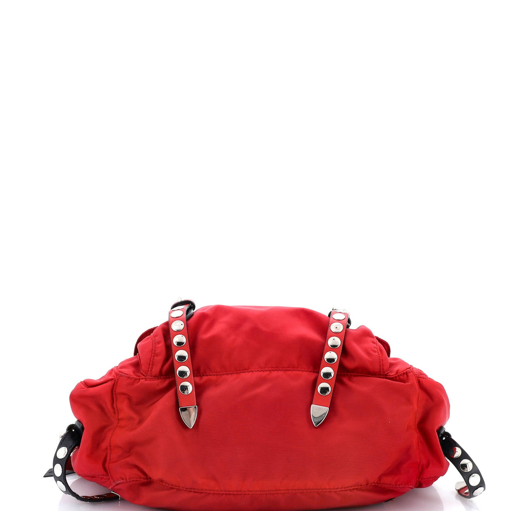 New Vela Flap Messenger Bag Tessuto with Studded Leather Medium
