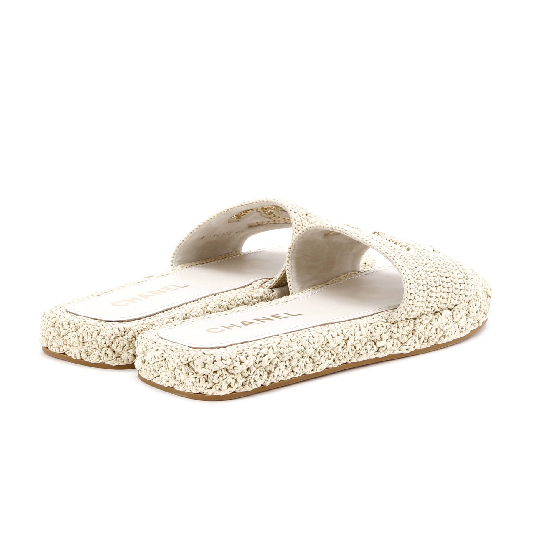 Women's CC Slide Mules Woven Raffia
