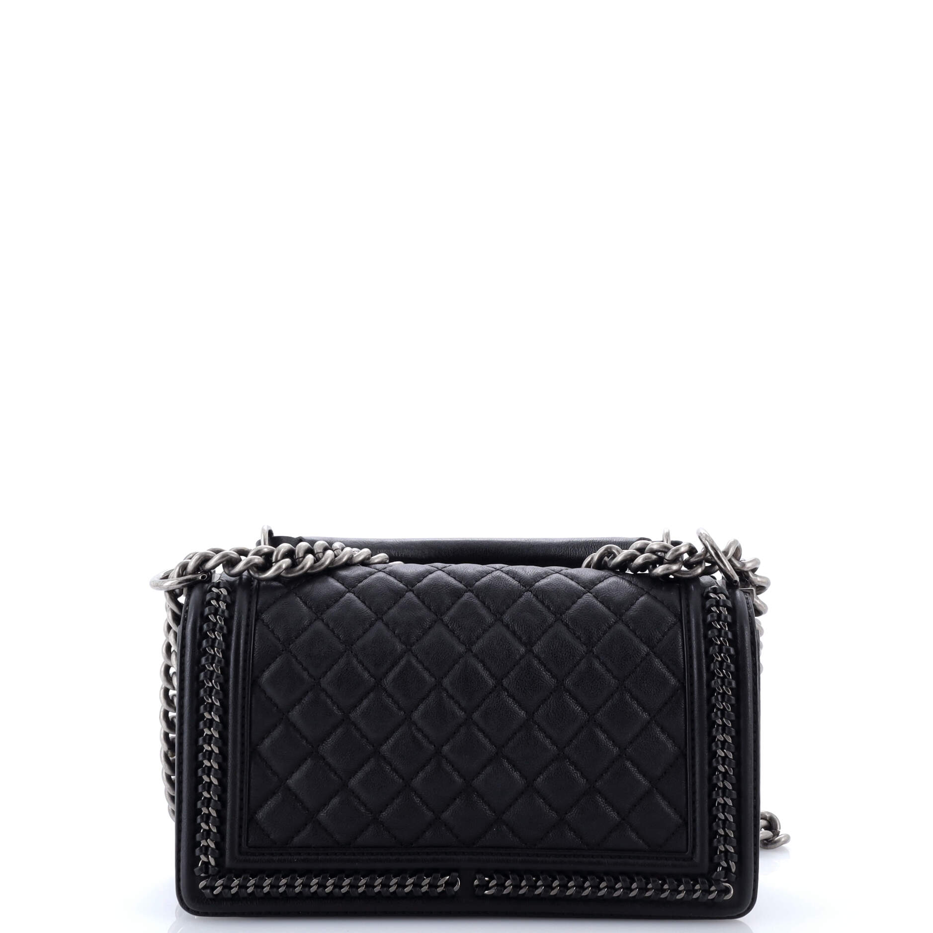 Chain Handle Boy Flap Bag Quilted Calfskin Old Medium