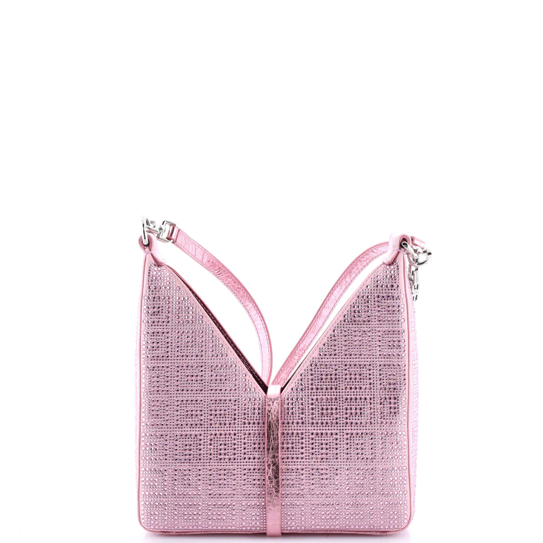 Cut Out Shoulder Bag Crystal Embellished Satin Mini