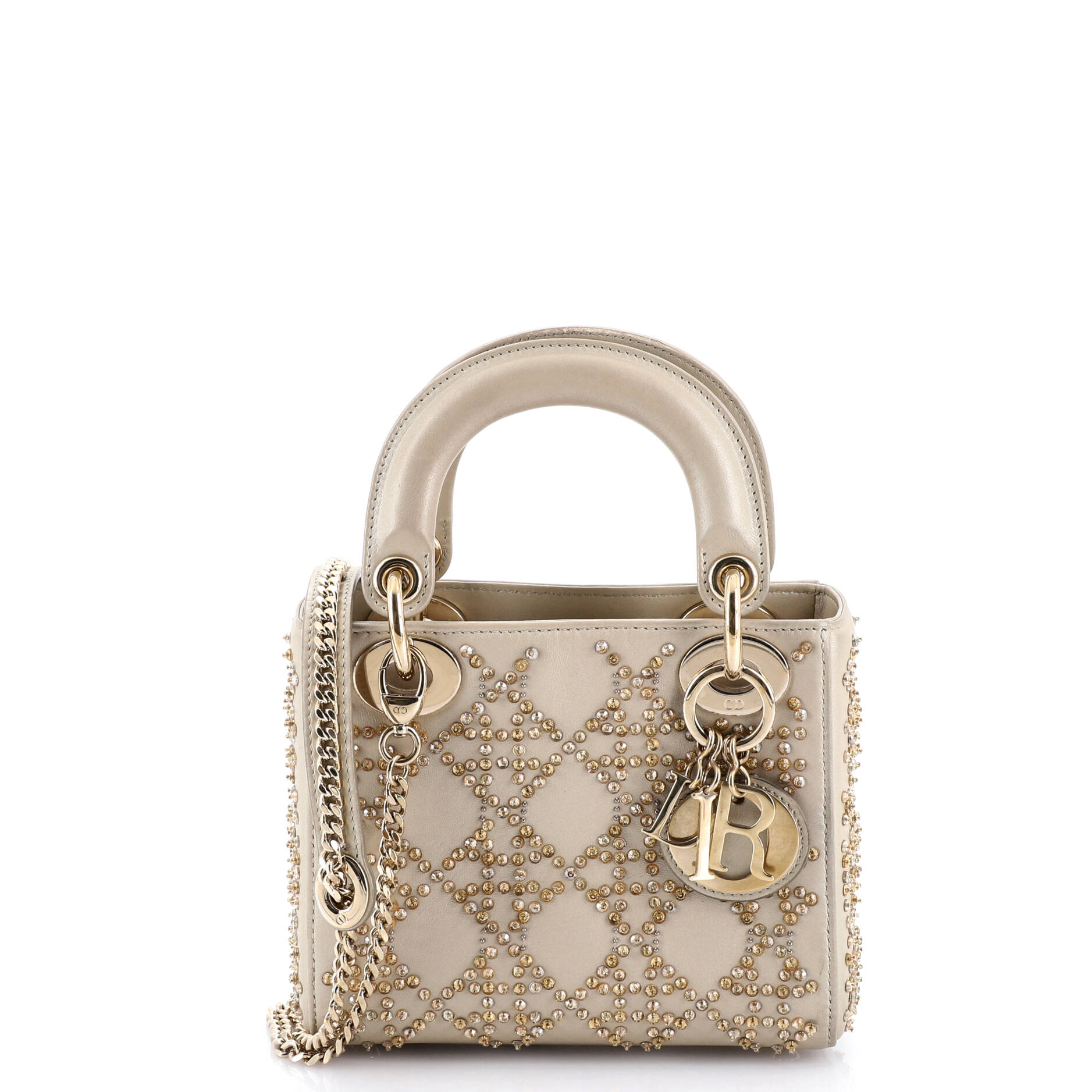 Lady Dior Chain Bag Crystal Embellished Cannage Quilt Leather Mini