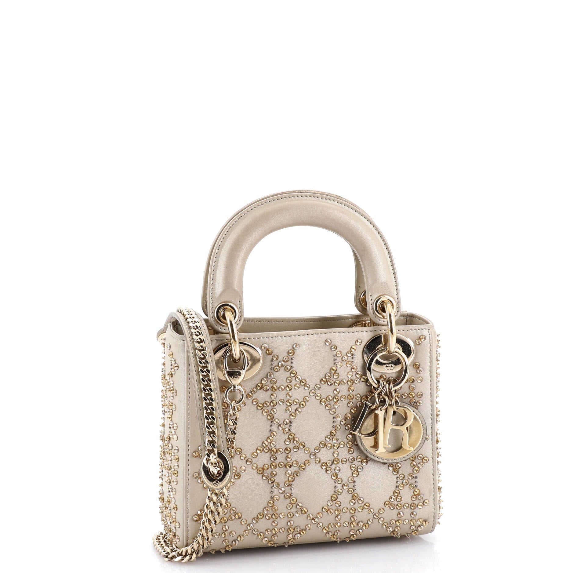 Lady Dior Chain Bag Crystal Embellished Cannage Quilt Leather Mini