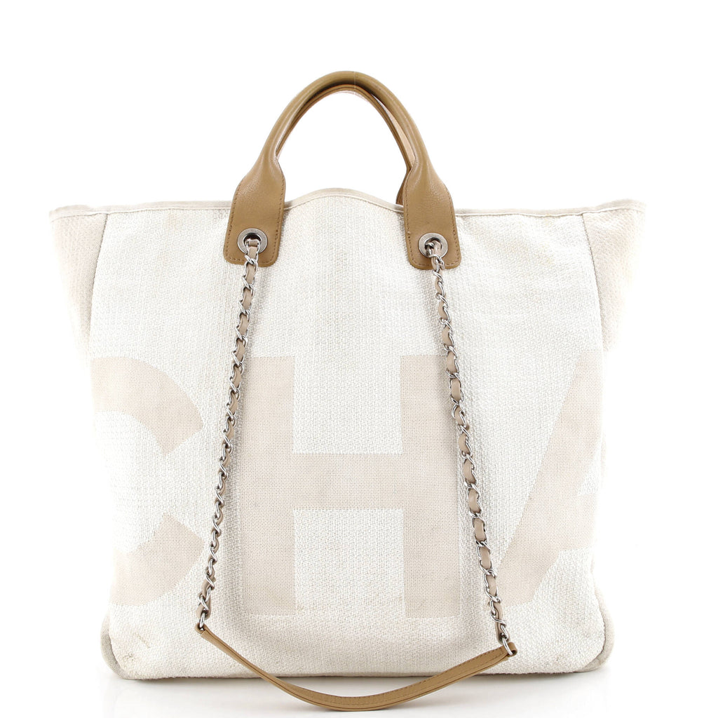 Deauville Logo Shopping Tote Printed Raffia Large