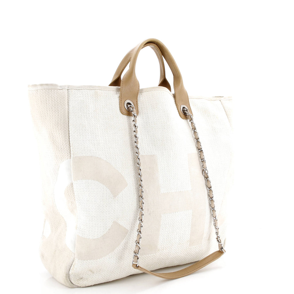 Deauville Logo Shopping Tote Printed Raffia Large