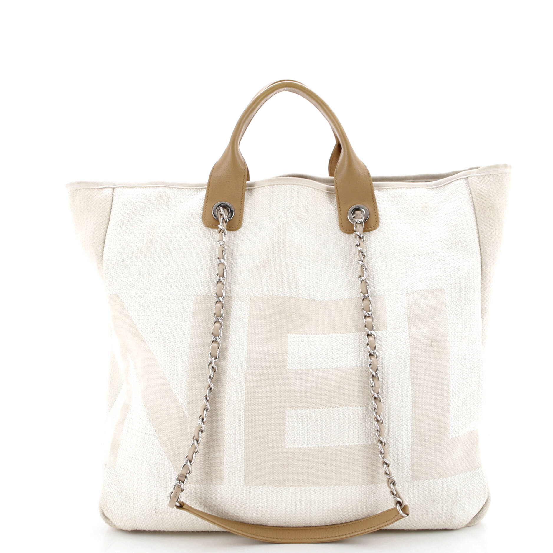 Deauville Logo Shopping Tote Printed Raffia Large