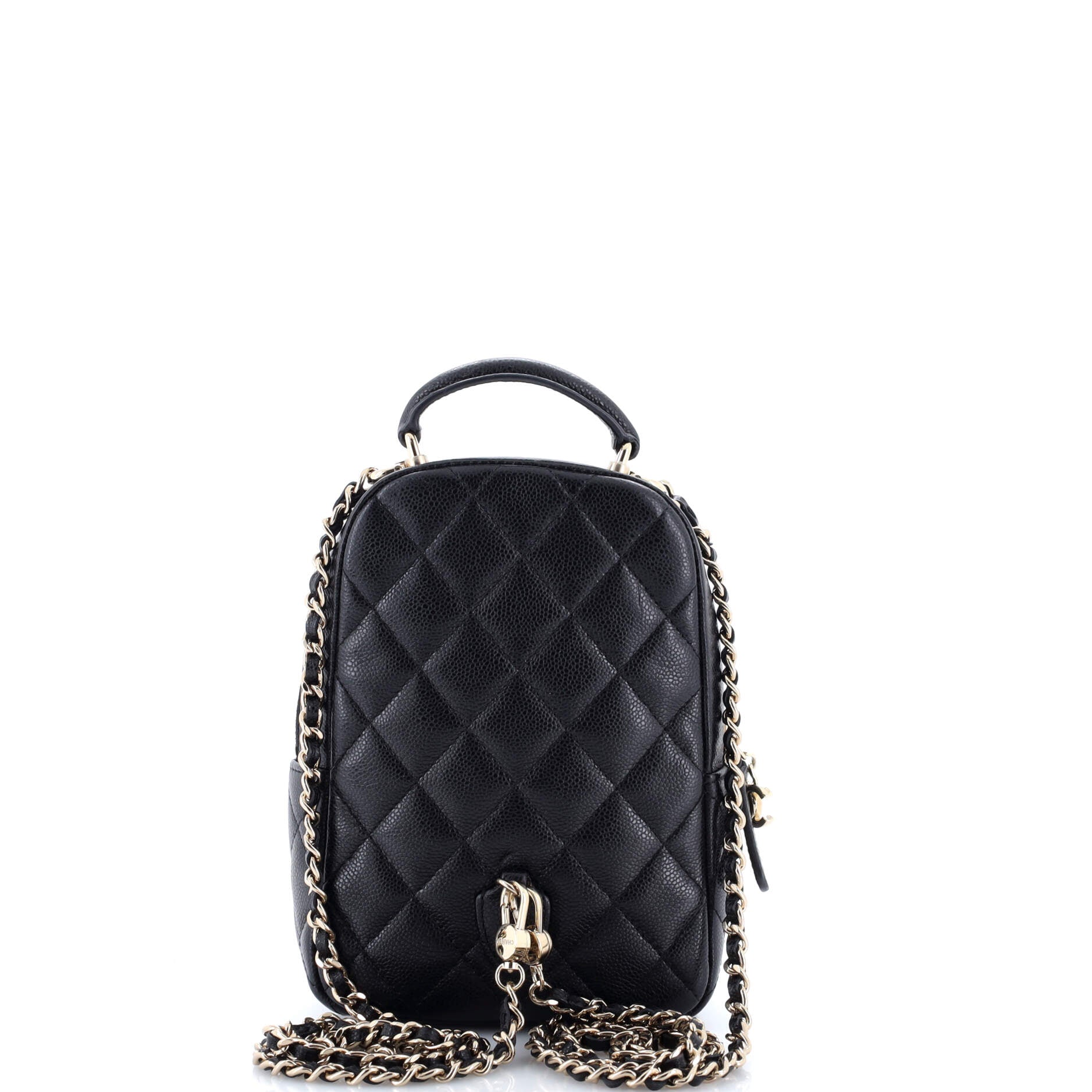 Classic CC Chain Pocket Backpack Quilted Caviar Mini