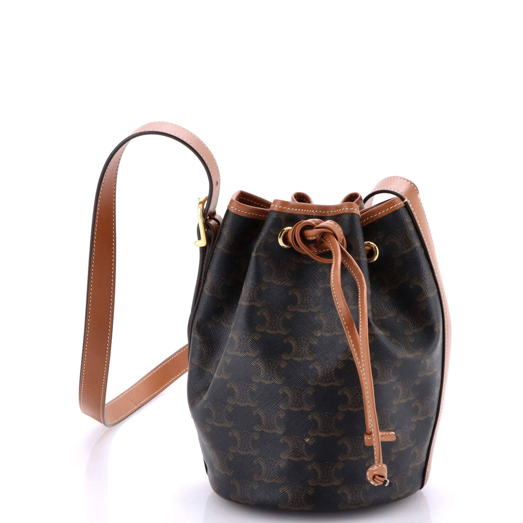 Drawstring Bucket Bag Triomphe Coated Canvas Small
