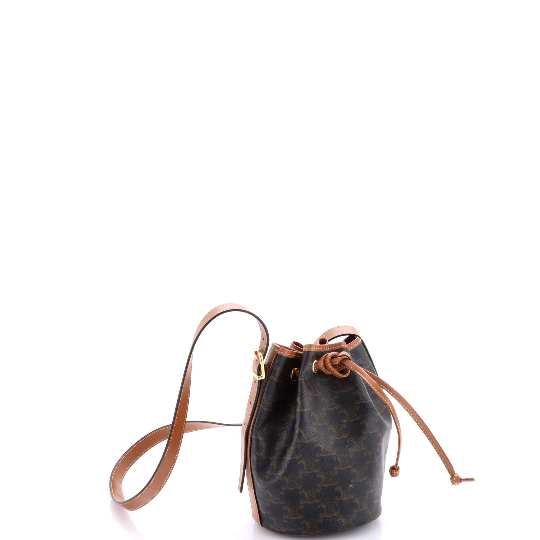 Drawstring Bucket Bag Triomphe Coated Canvas Small