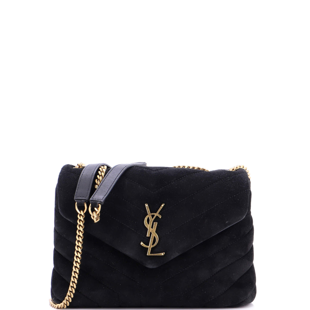 Loulou Shoulder Bag Matelasse Chevron Suede Small