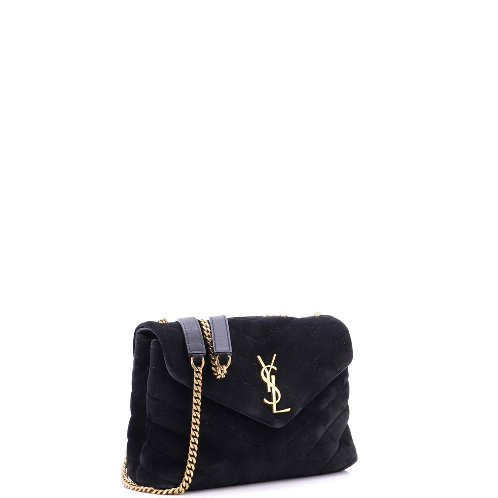 Loulou Shoulder Bag Matelasse Chevron Suede Small