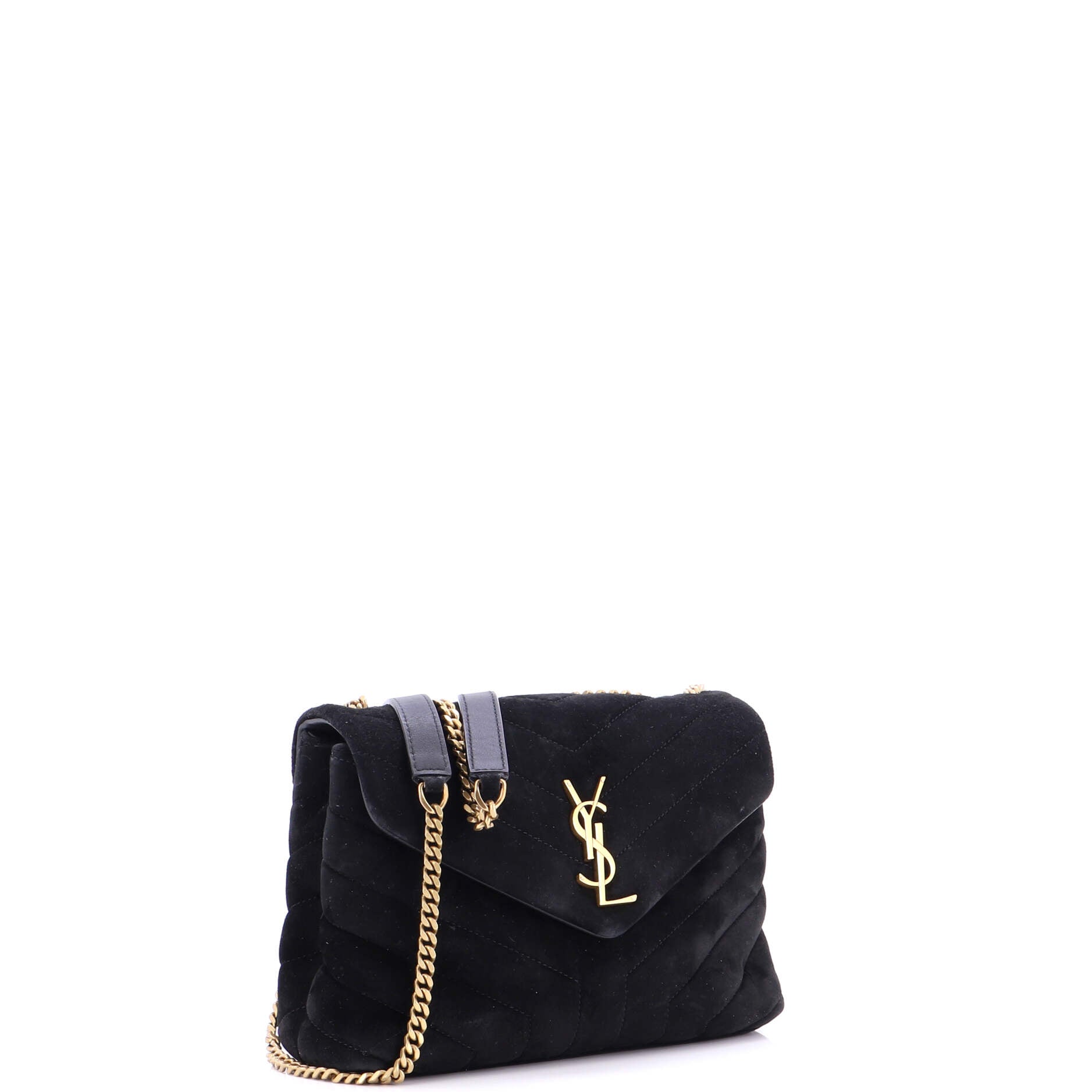 Loulou Shoulder Bag Matelasse Chevron Suede Small
