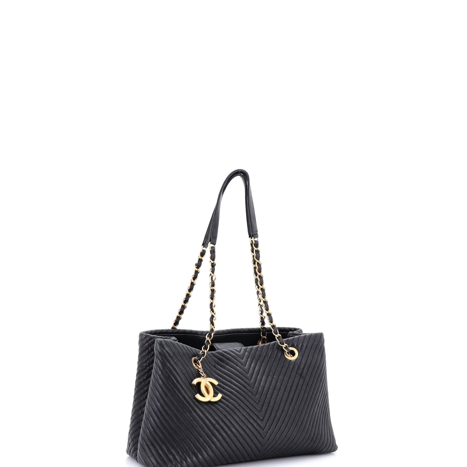Medallion Charm Tote Chevron Wrinkled Lambskin Medium