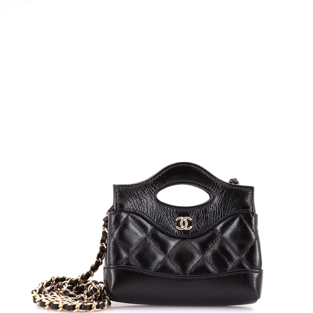 31 Shopping Bag Clutch with Chain Quilted Calfskin Nano