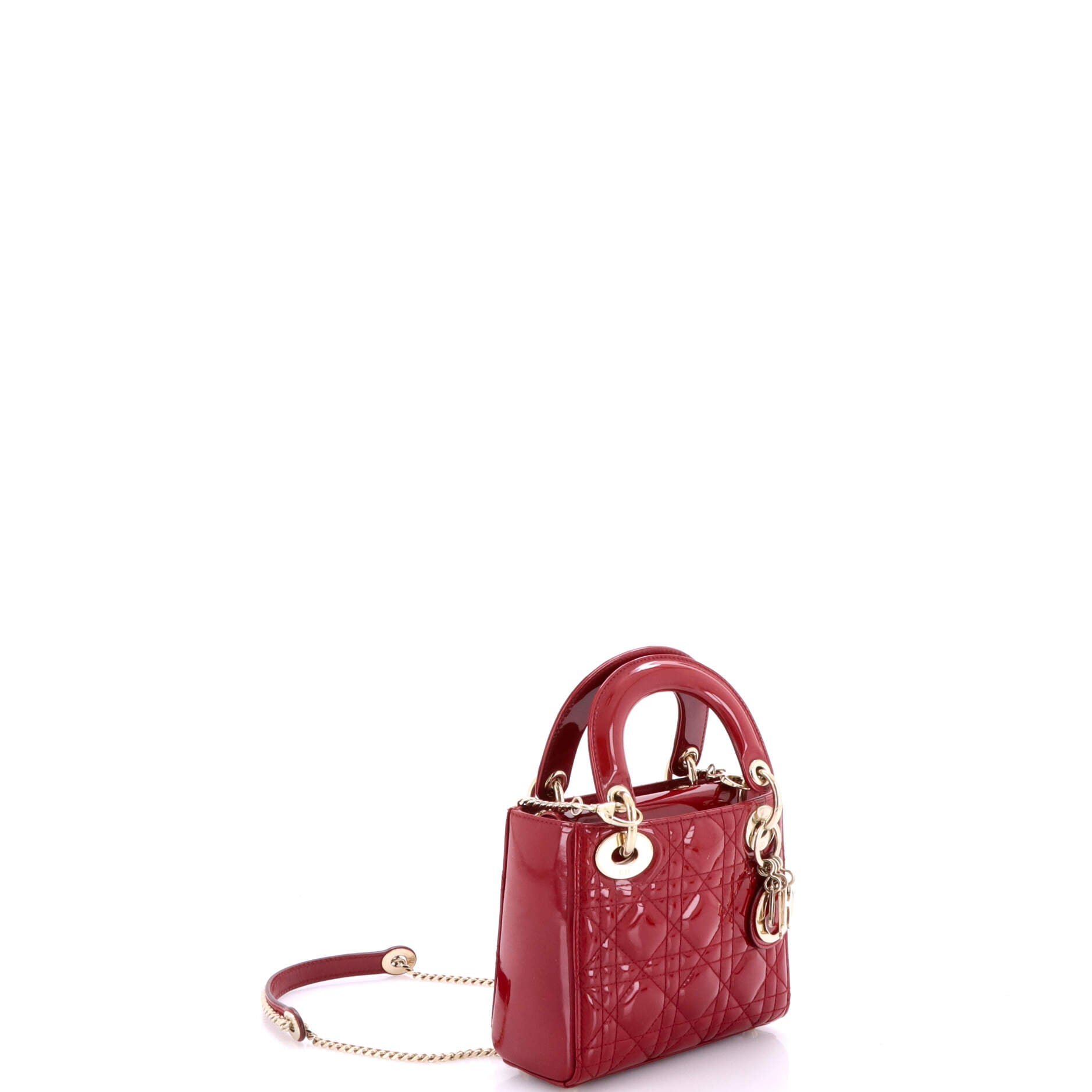 Lady Dior Chain Bag Cannage Quilt Patent Mini