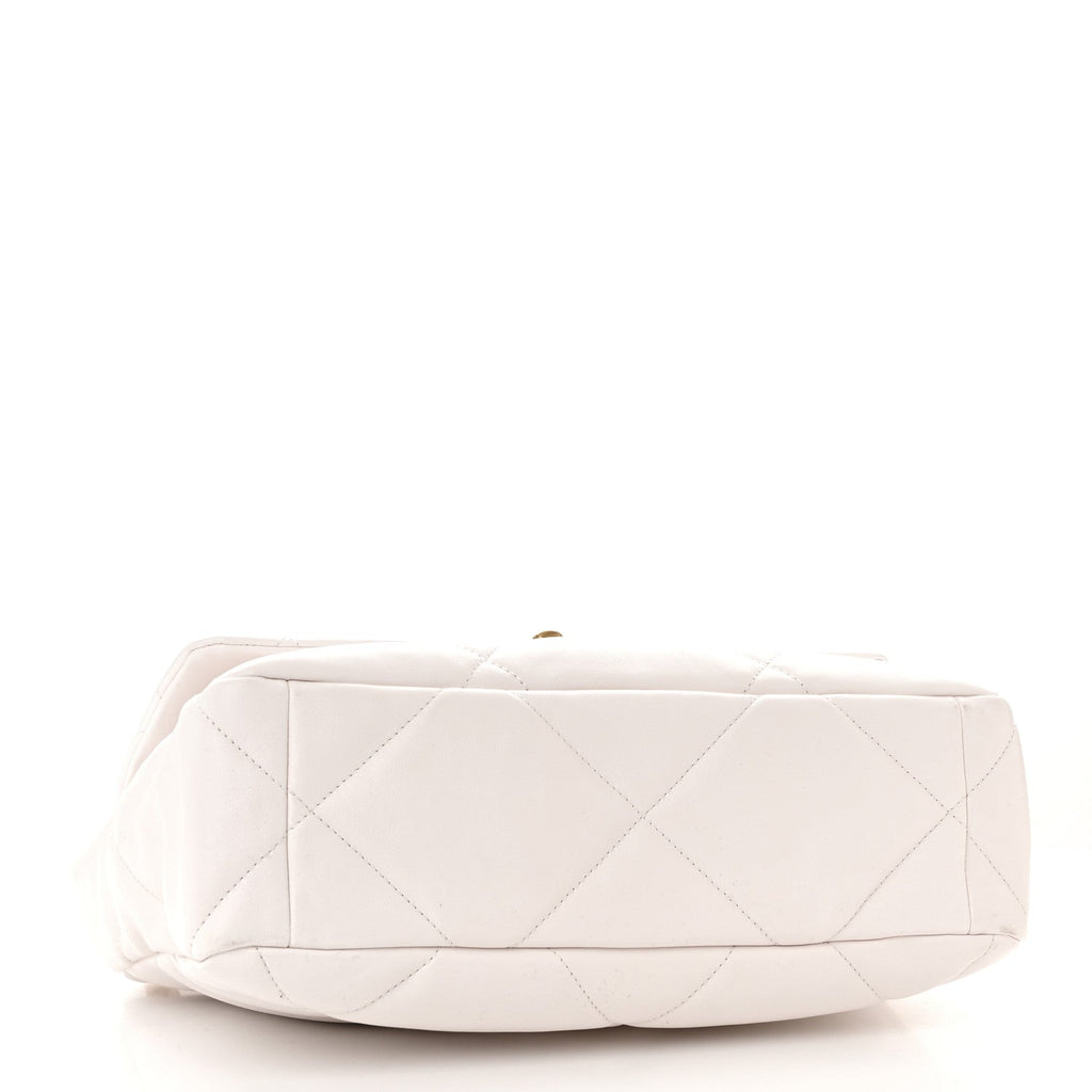 Lambskin Quilted Large Chanel 19 Flap White