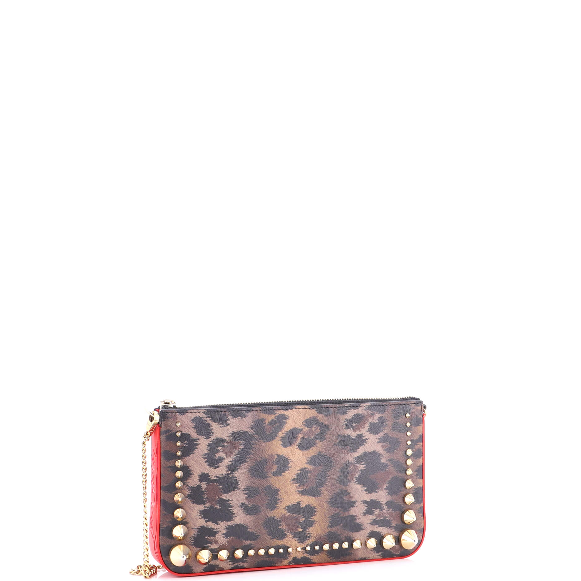 Loubila Chain Clutch Spiked Leather