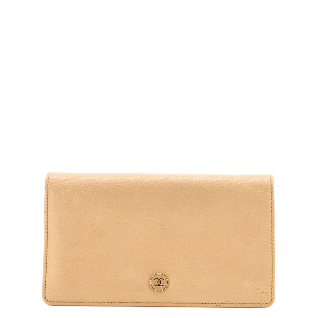 CC Button Bi-Fold Wallet Leather Long