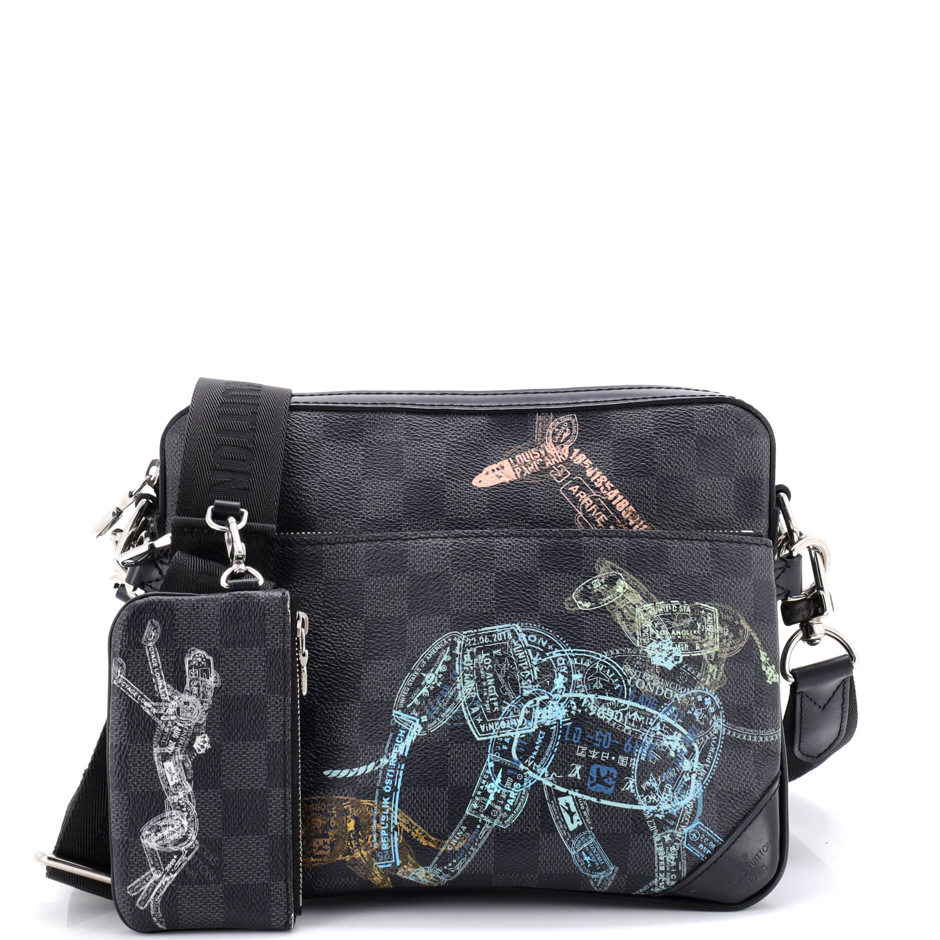 Trio Messenger Bag Limited Edition Wild Animals Damier Graphite