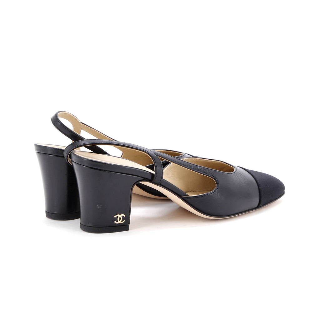 Women’s Cap Toe Slingback Pumps Leather