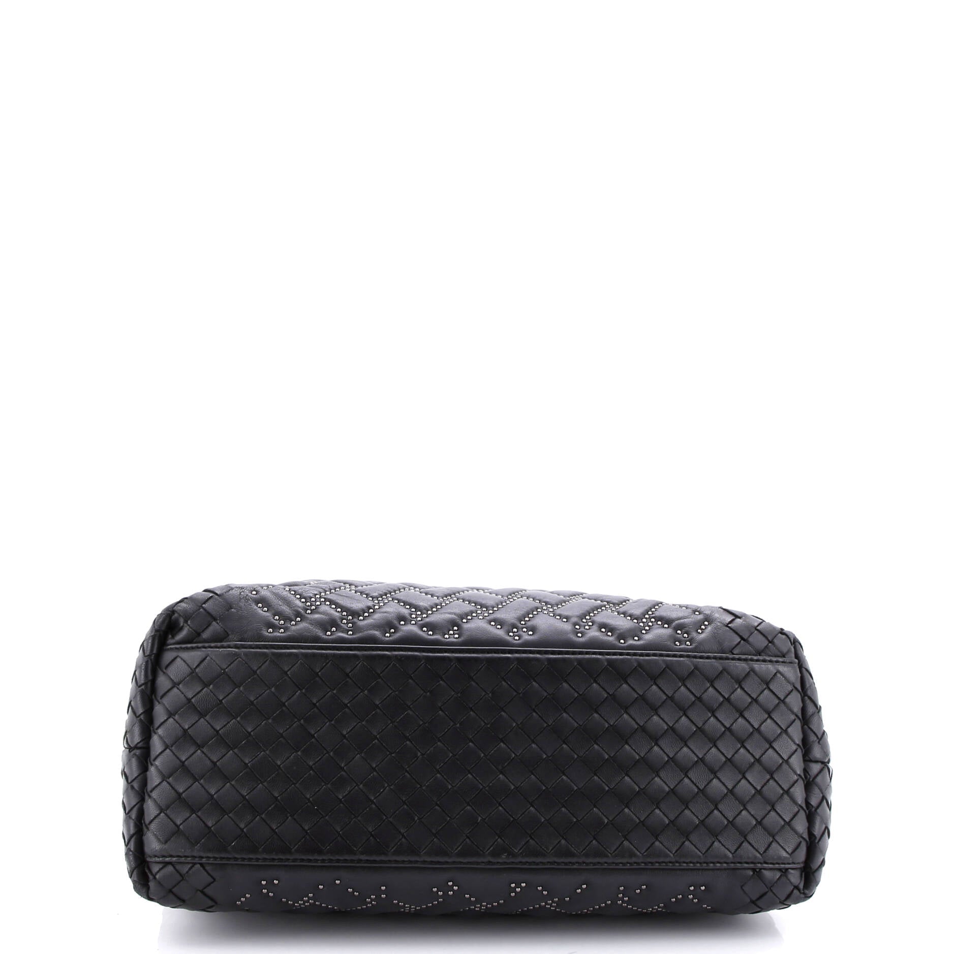 Double Chain Tote Studded Leather with Intrecciato Detail Medium