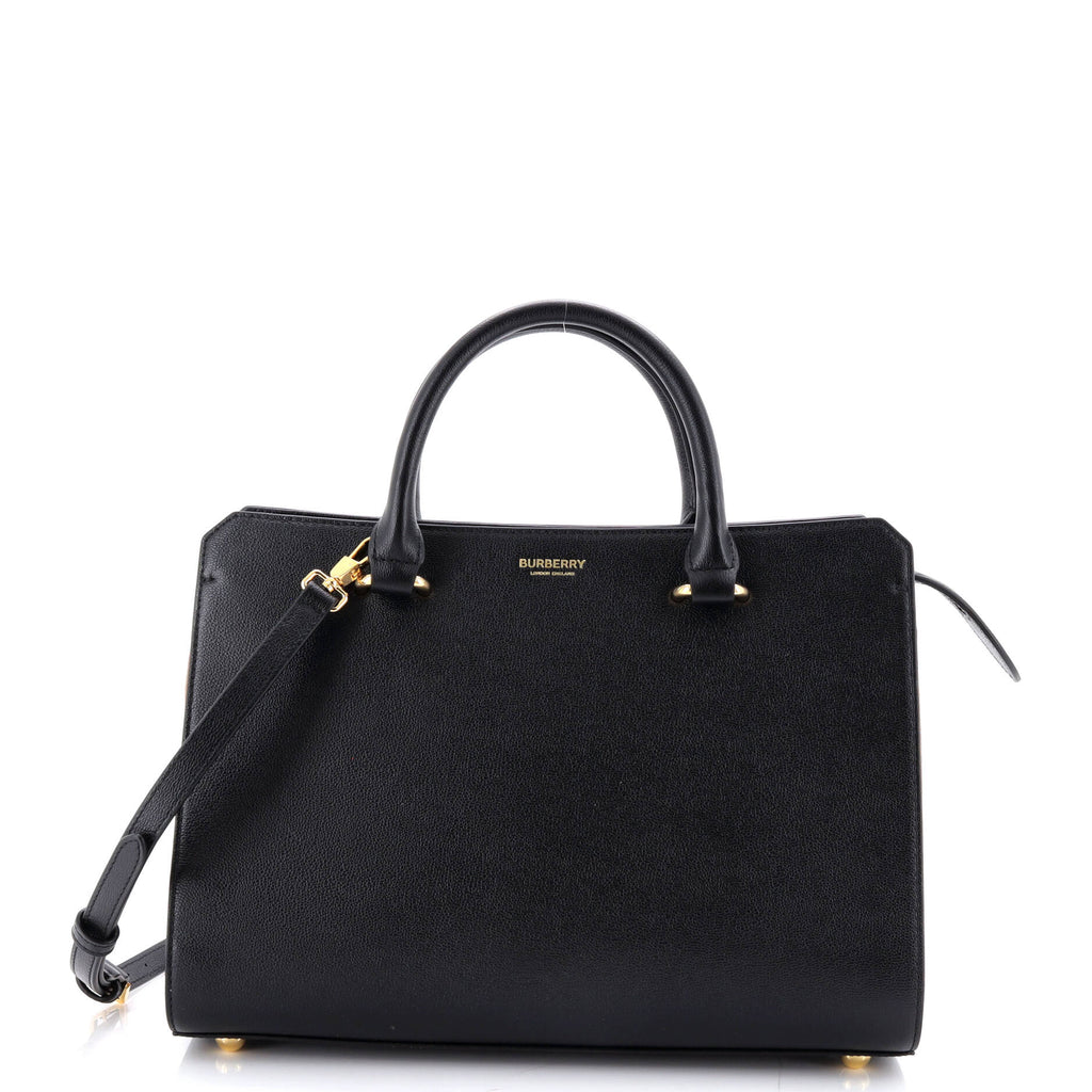 Banwell Tote Leather and House Check Canvas Small