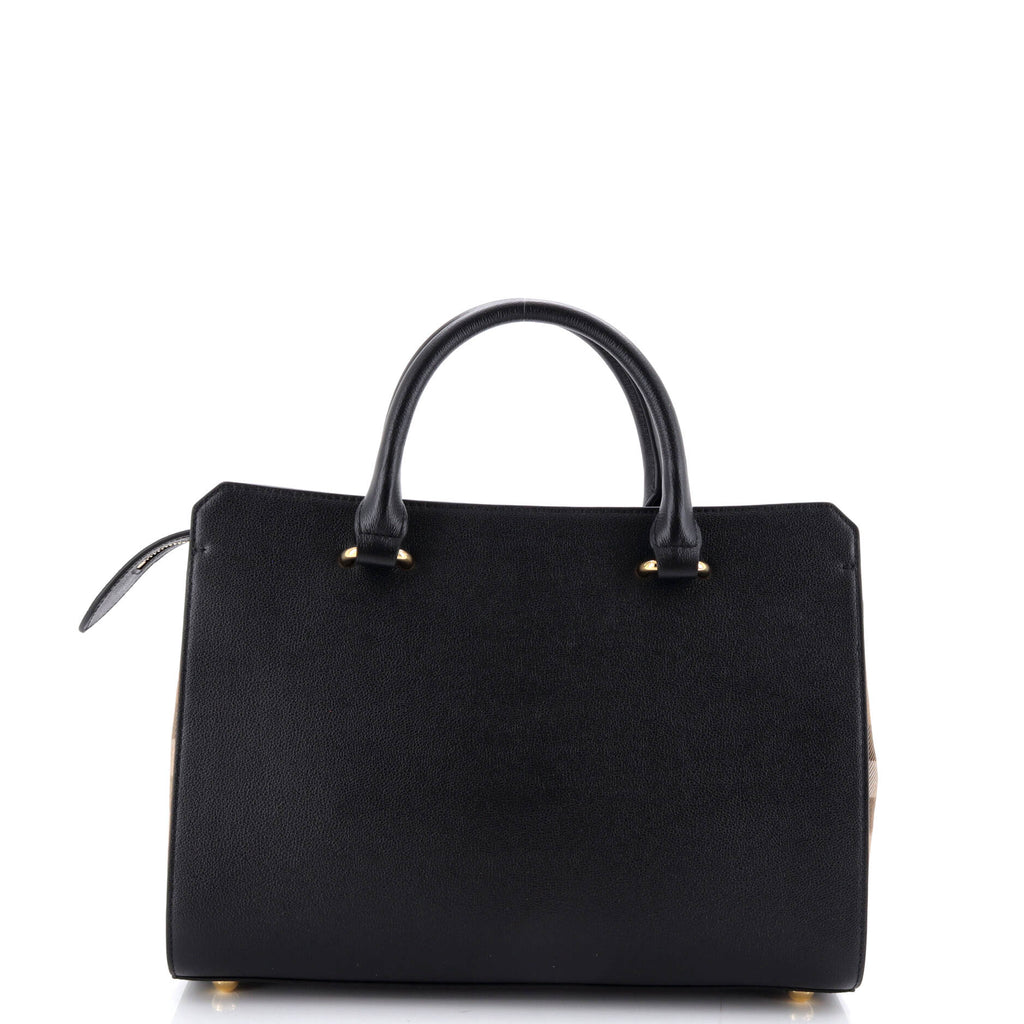 Banwell Tote Leather and House Check Canvas Small