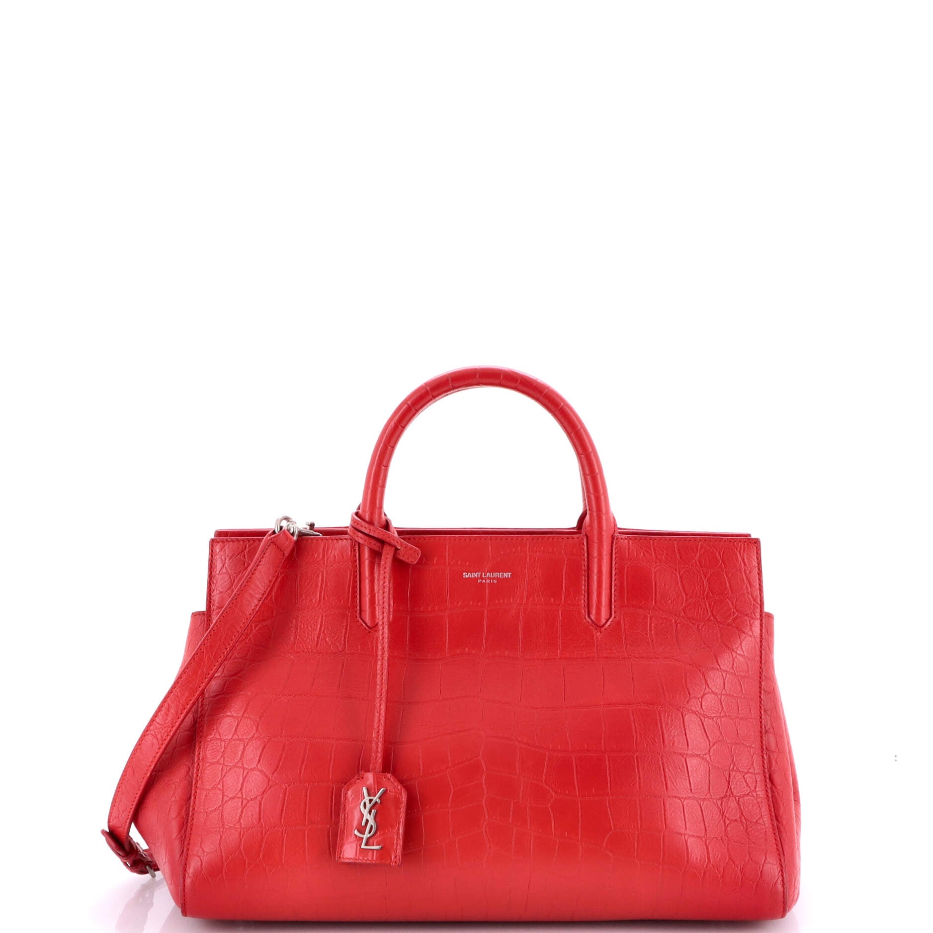 Rive Gauche Cabas Crocodile Embossed Leather Small