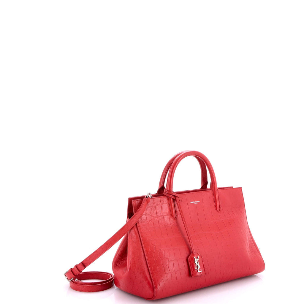 Rive Gauche Cabas Crocodile Embossed Leather Small