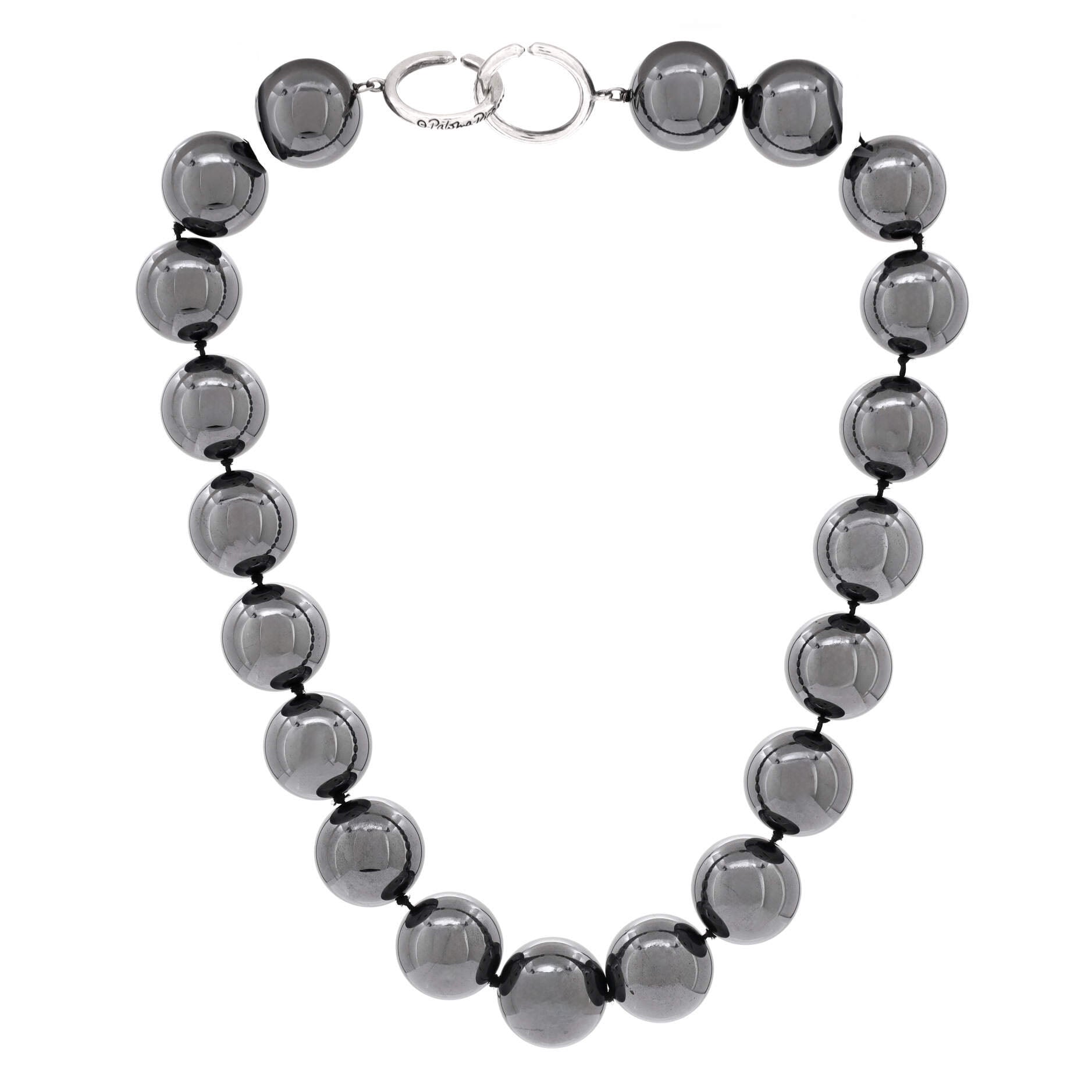 Paloma Picasso Beaded Choker Necklace Hematite