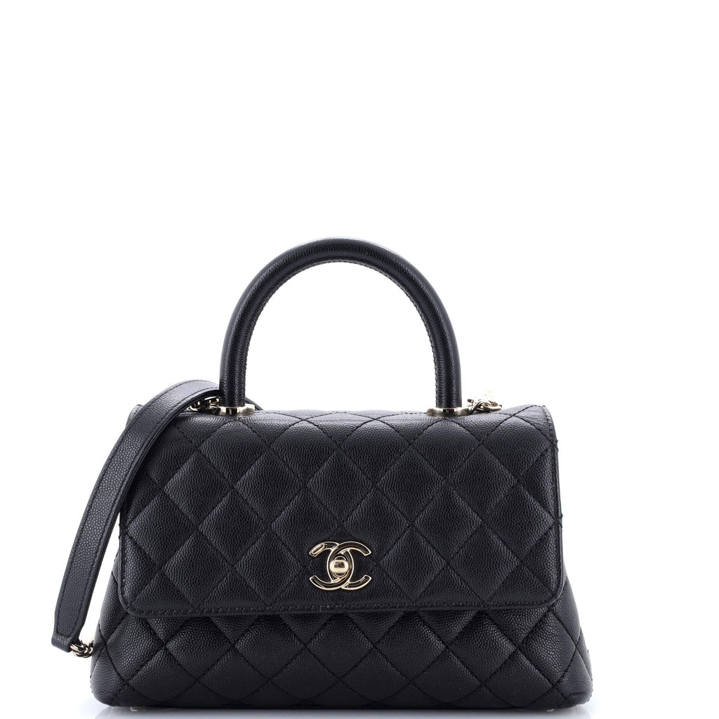 Coco Top Handle Bag Quilted Caviar Mini