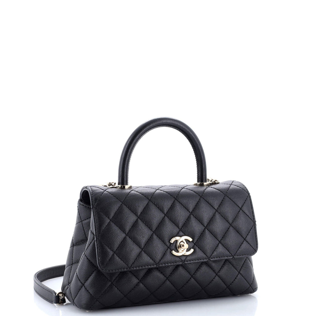 Coco Top Handle Bag Quilted Caviar Mini