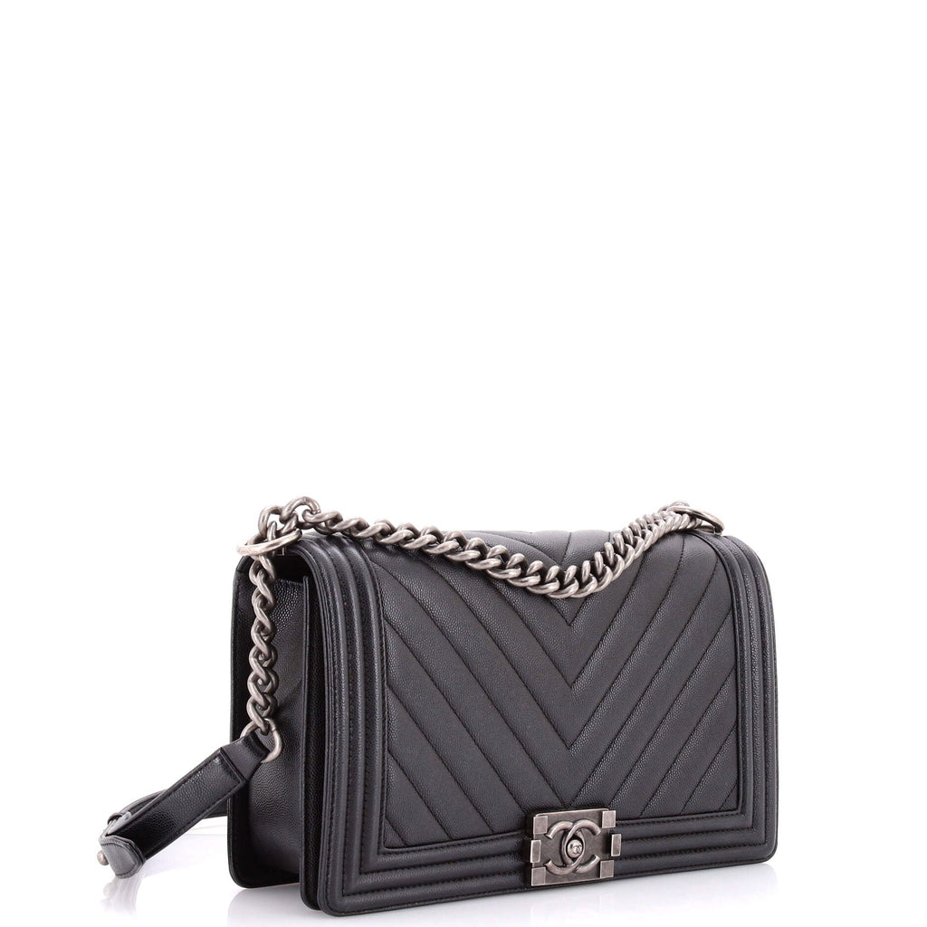 Boy Flap Bag Chevron Caviar New Medium