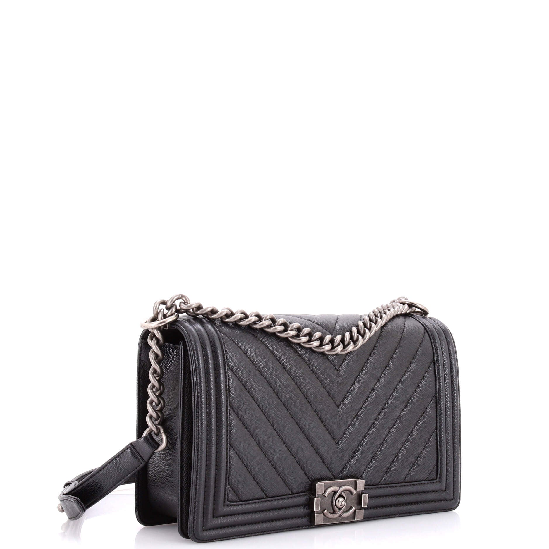 Boy Flap Bag Chevron Caviar New Medium