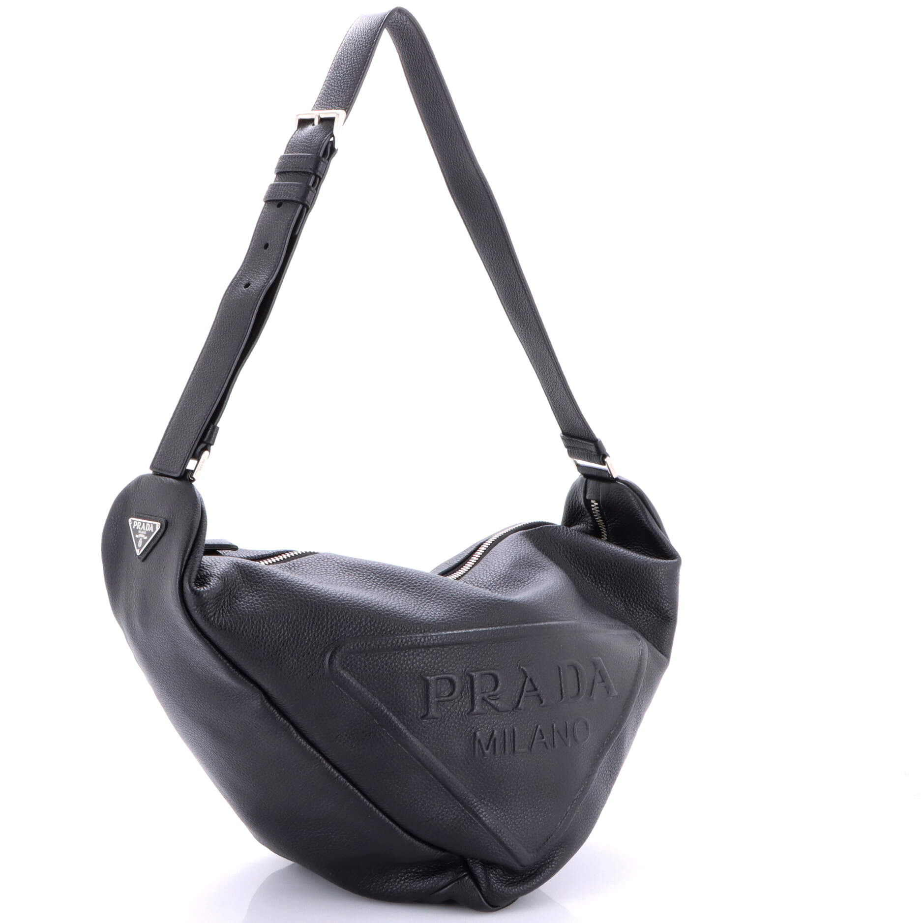 Triangle Logo Zip Messenger Leather Large