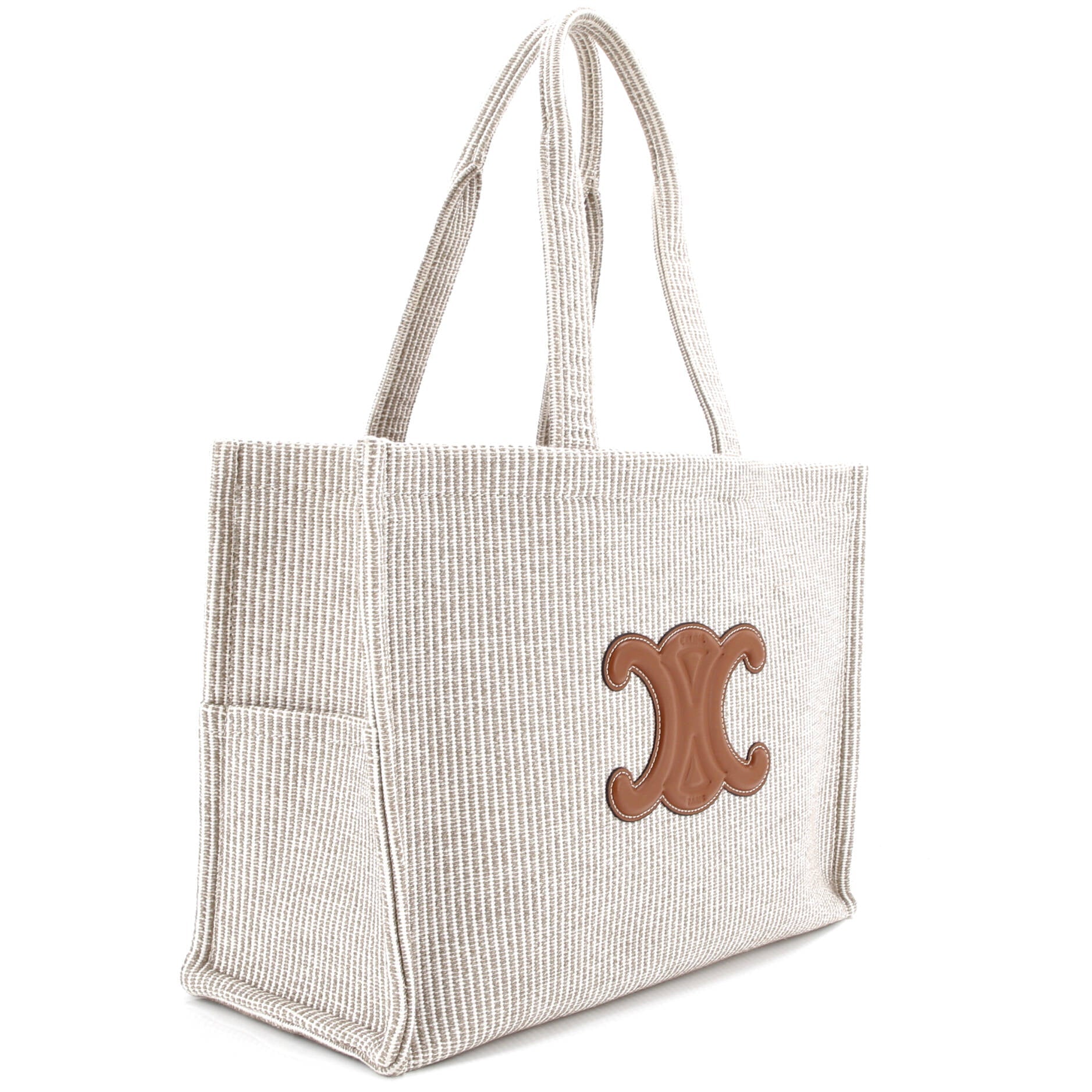 Cabas Thais Tote Triomphe Striped Canvas Large