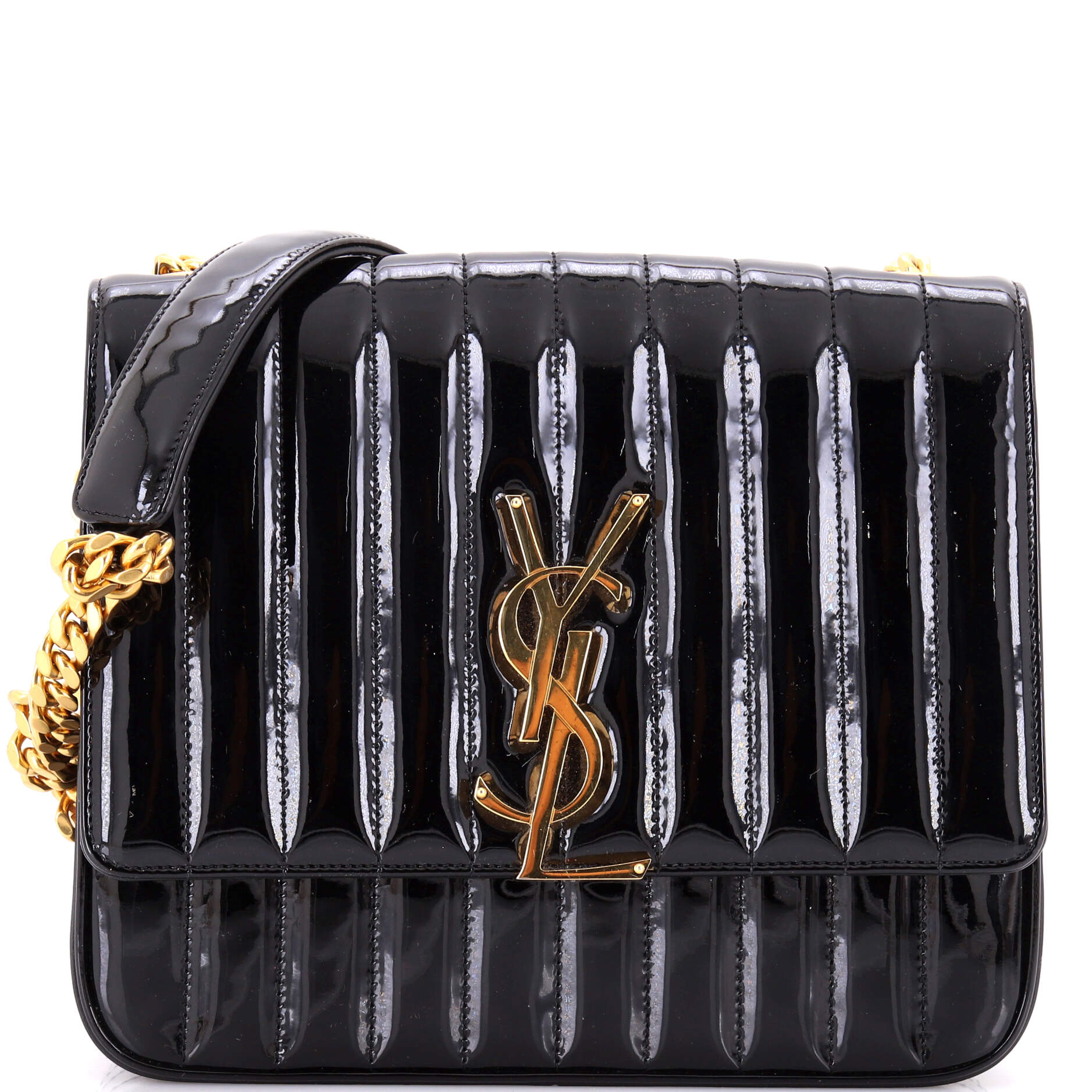 Vicky Crossbody Bag Vertical Quilted Patent Large