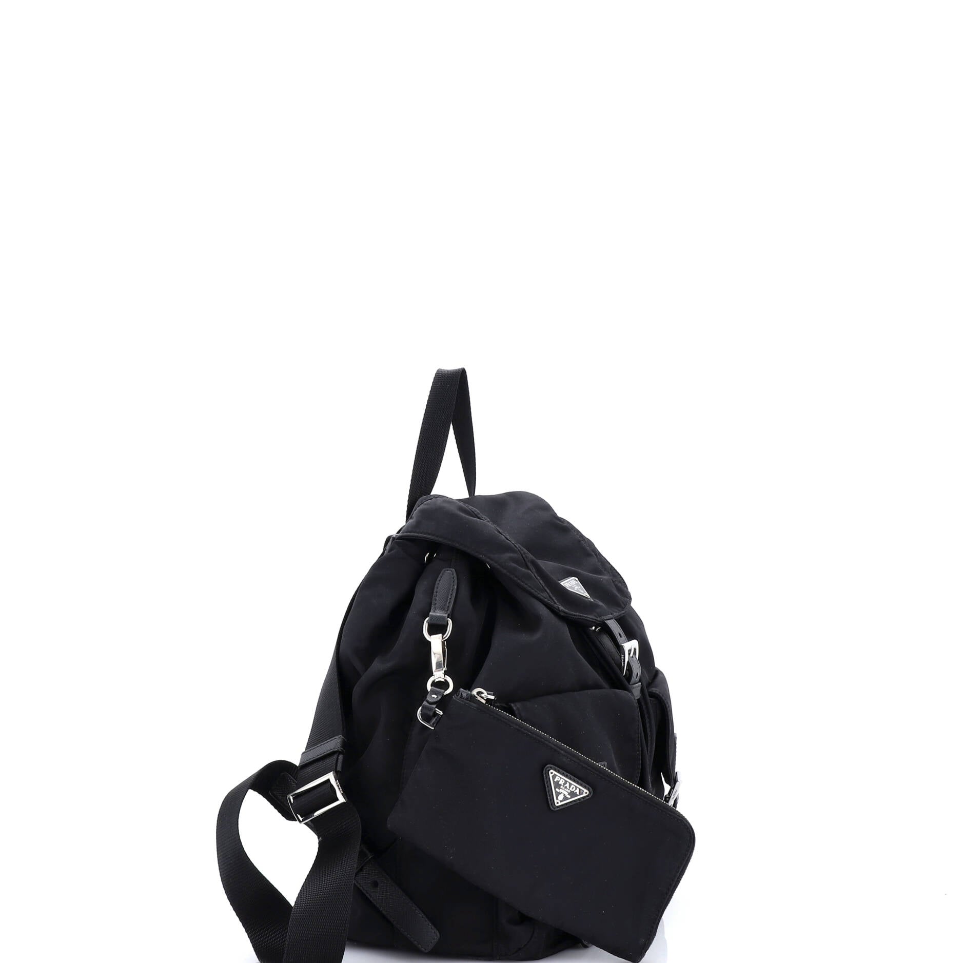 Double Front Pocket Backpack Re-Nylon with Leather Medium