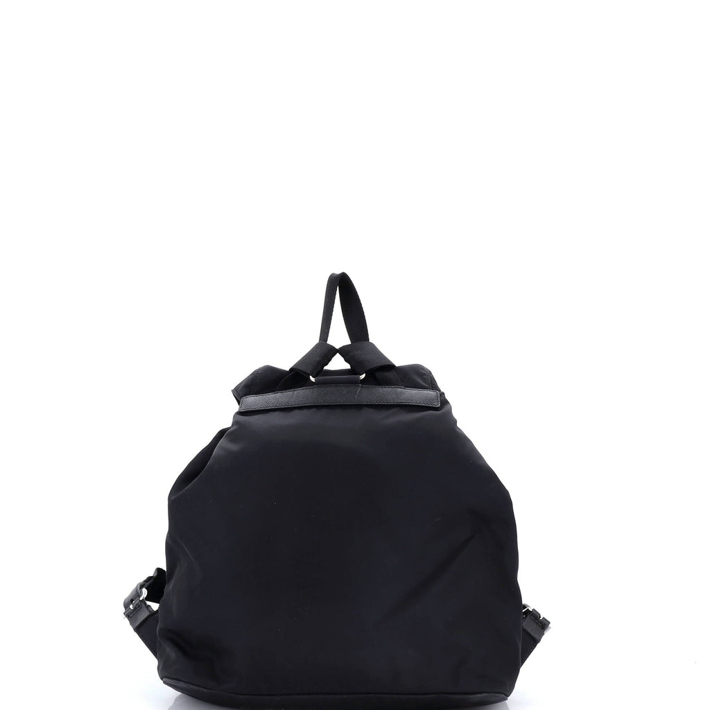 Double Front Pocket Backpack Re-Nylon with Leather Medium