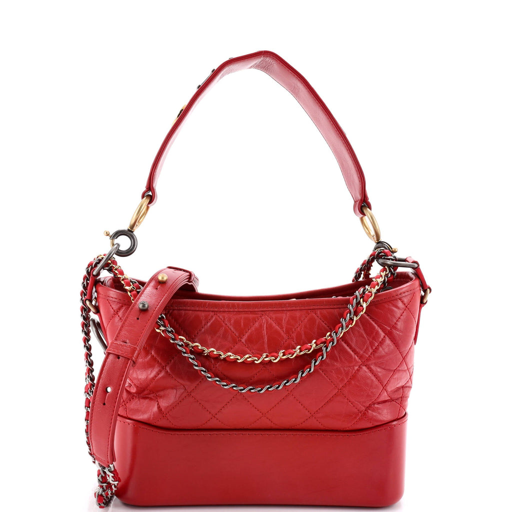 Gabrielle Hobo with Logo Handle Quilted Aged Calfskin Medium