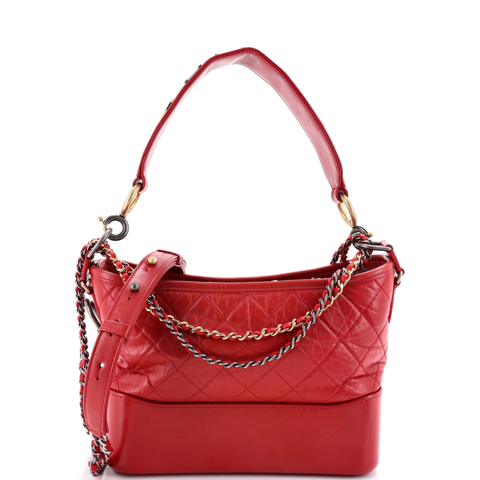 Gabrielle Hobo with Logo Handle Quilted Aged Calfskin Medium