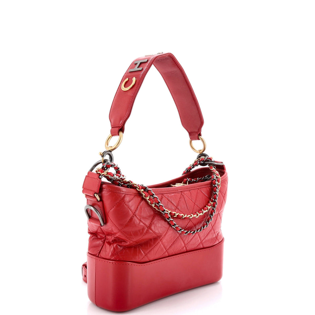 Gabrielle Hobo with Logo Handle Quilted Aged Calfskin Medium