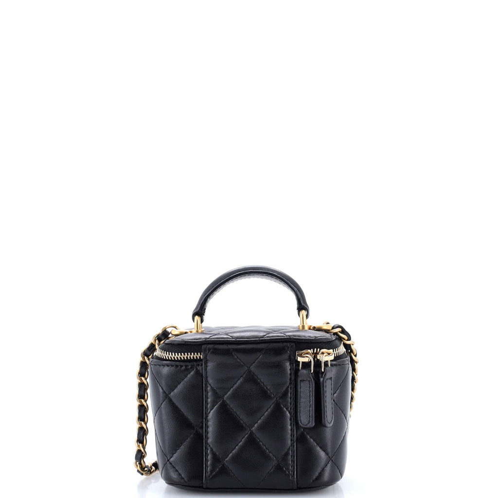 Classic Top Handle Vanity Case with Chain Quilted Lambskin Mini