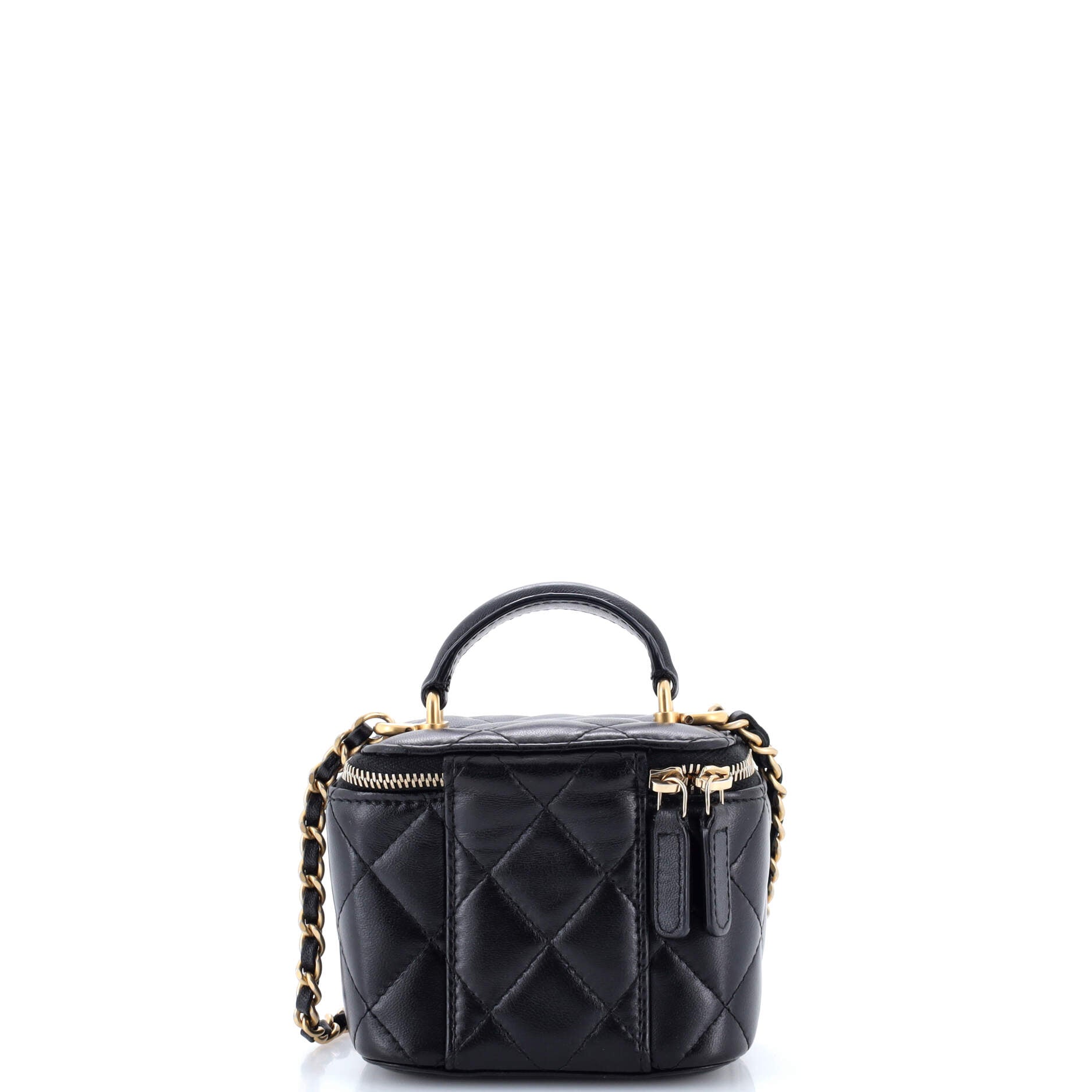 Classic Top Handle Vanity Case with Chain Quilted Lambskin Mini