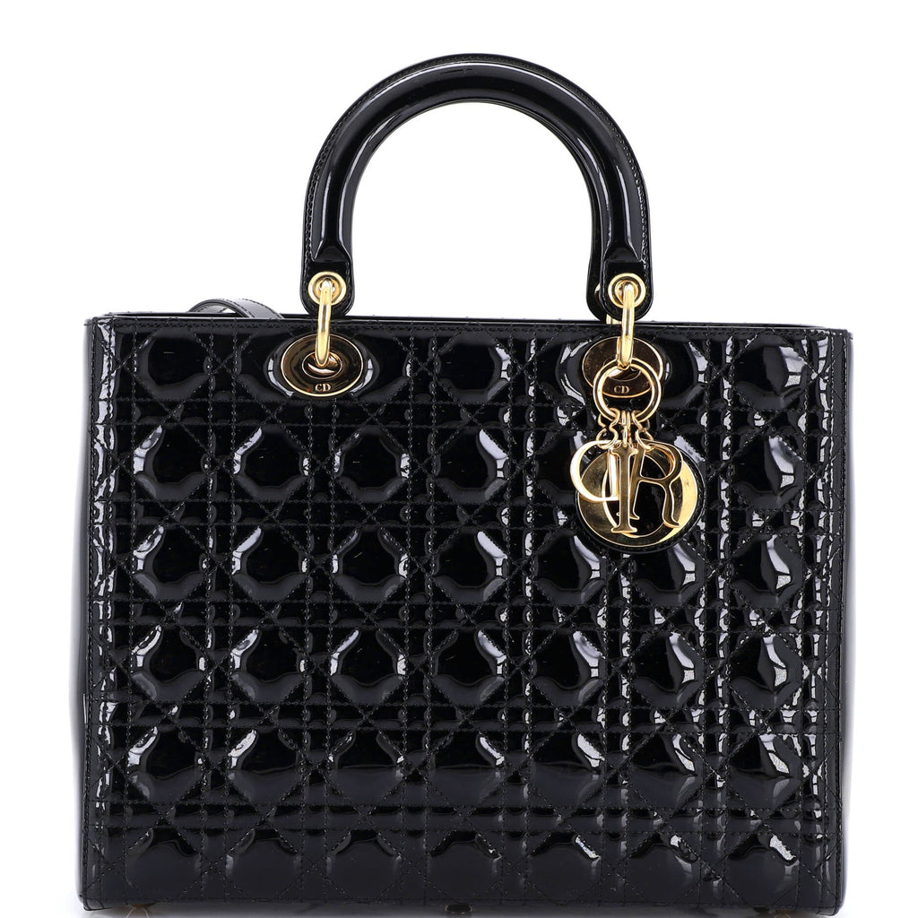 Lady Dior Bag Cannage Quilt Patent Large
