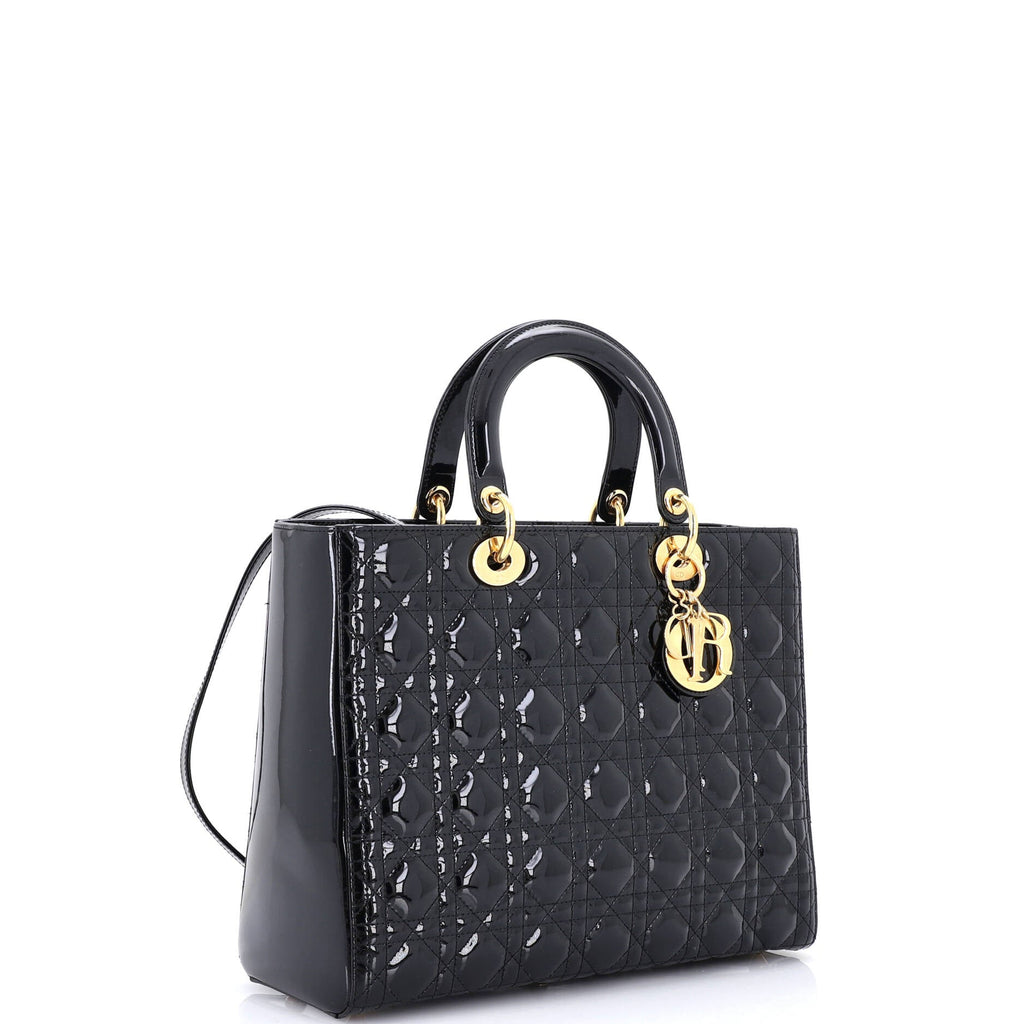 Lady Dior Bag Cannage Quilt Patent Large
